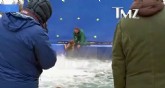 Vídeo do TMZ mostra cão forçado a entrar em águas turbulentas na gravação do filme (Foto: Reprodução TMZ)